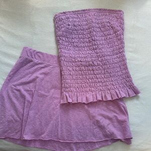 Free People beach Lilac Smocked Mini Skirt set